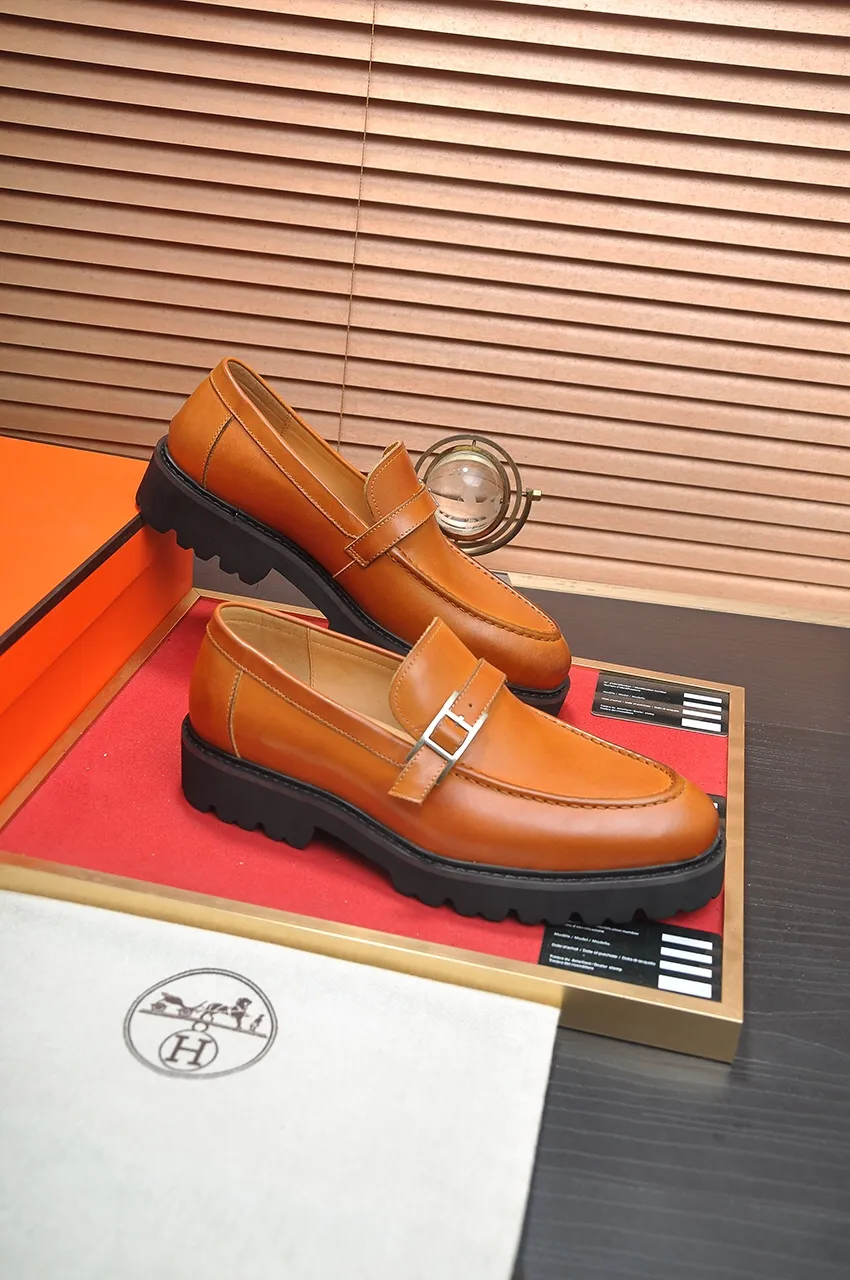 Men's Men's Shoes💰560💶[[HERMES]] (High-end Niuli) New 🍀 HERMES - top version of Ferragamo's classic casual leather shoes! Made of imported original cowhide, the inner top layer is comfortable cowhide lining! Original wear-resistant rubber outsole! High quality products! Code number 38-45 (45 customized)